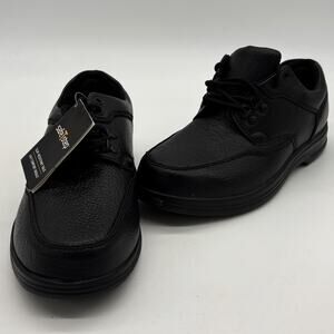 Safe T Step Work Shoes Mens 9 Black Lace Up Slip Resistant Sole Comfort 137916